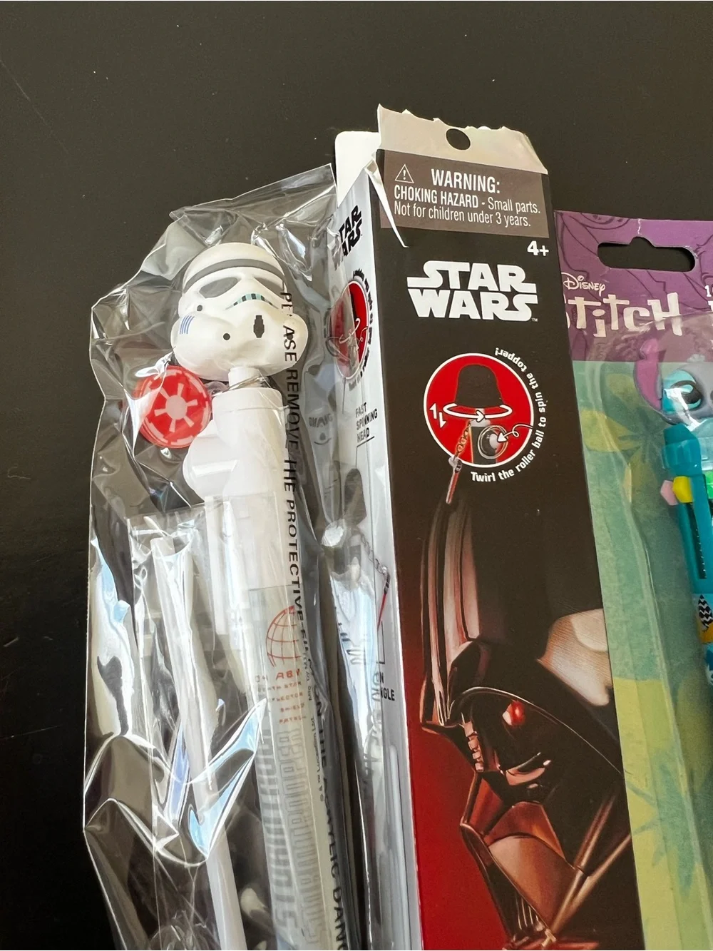 Disney & Star Wars Novelty Pen 3-Piece Bundle - 3D Spinner & Stitch 10-Color